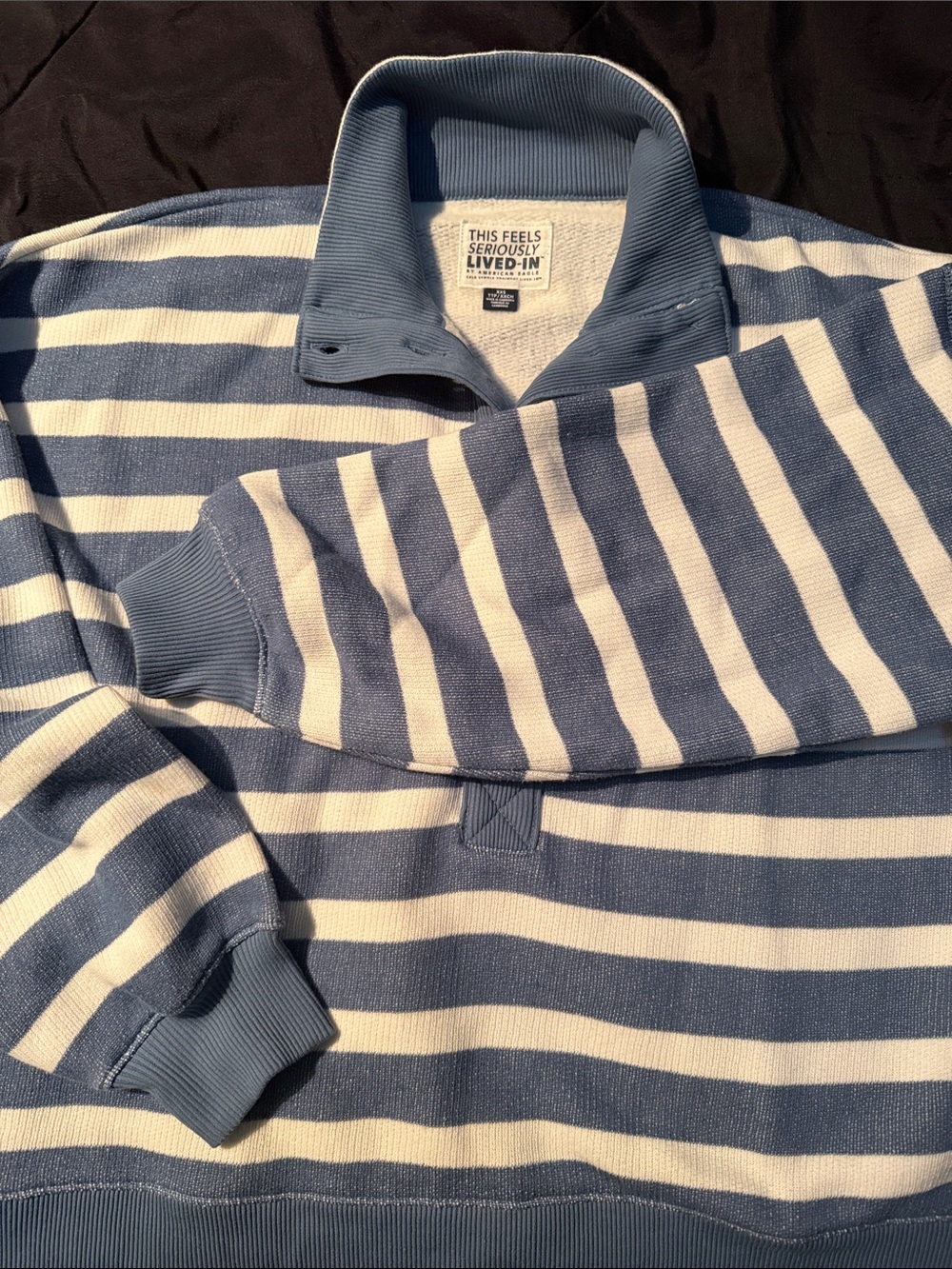 American Eagle Outfitters Blue and White Striped Cowl Neck Sweater - Picture 3 of 7